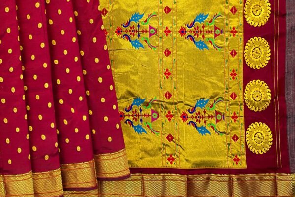 Self Merron Paithani Saree folded rotated