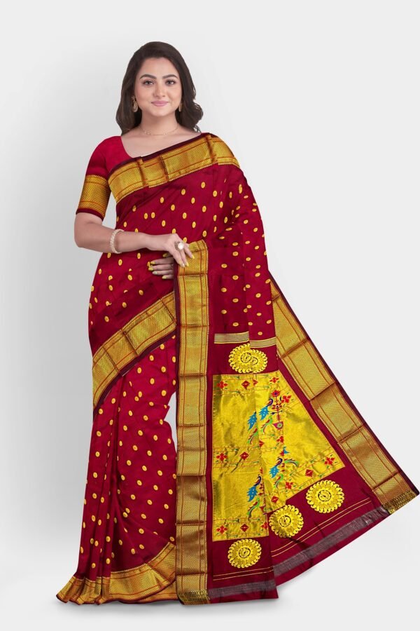 Self Merron Paithani Saree front