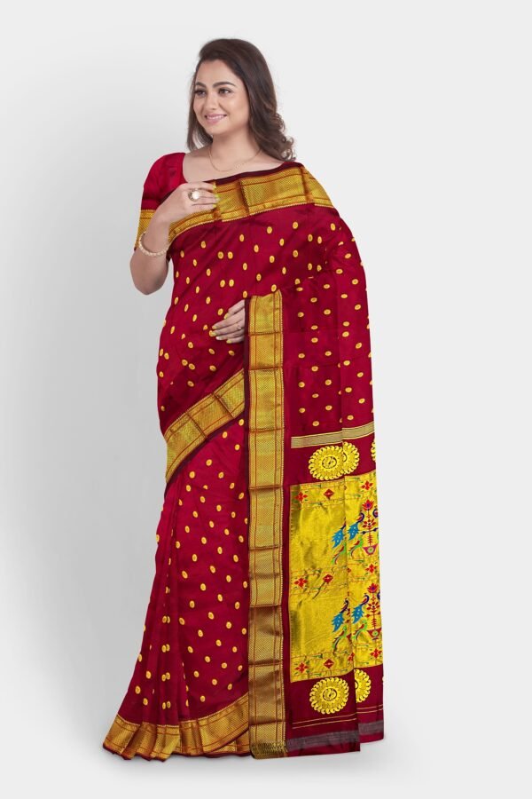 Self Merron Paithani Saree front2